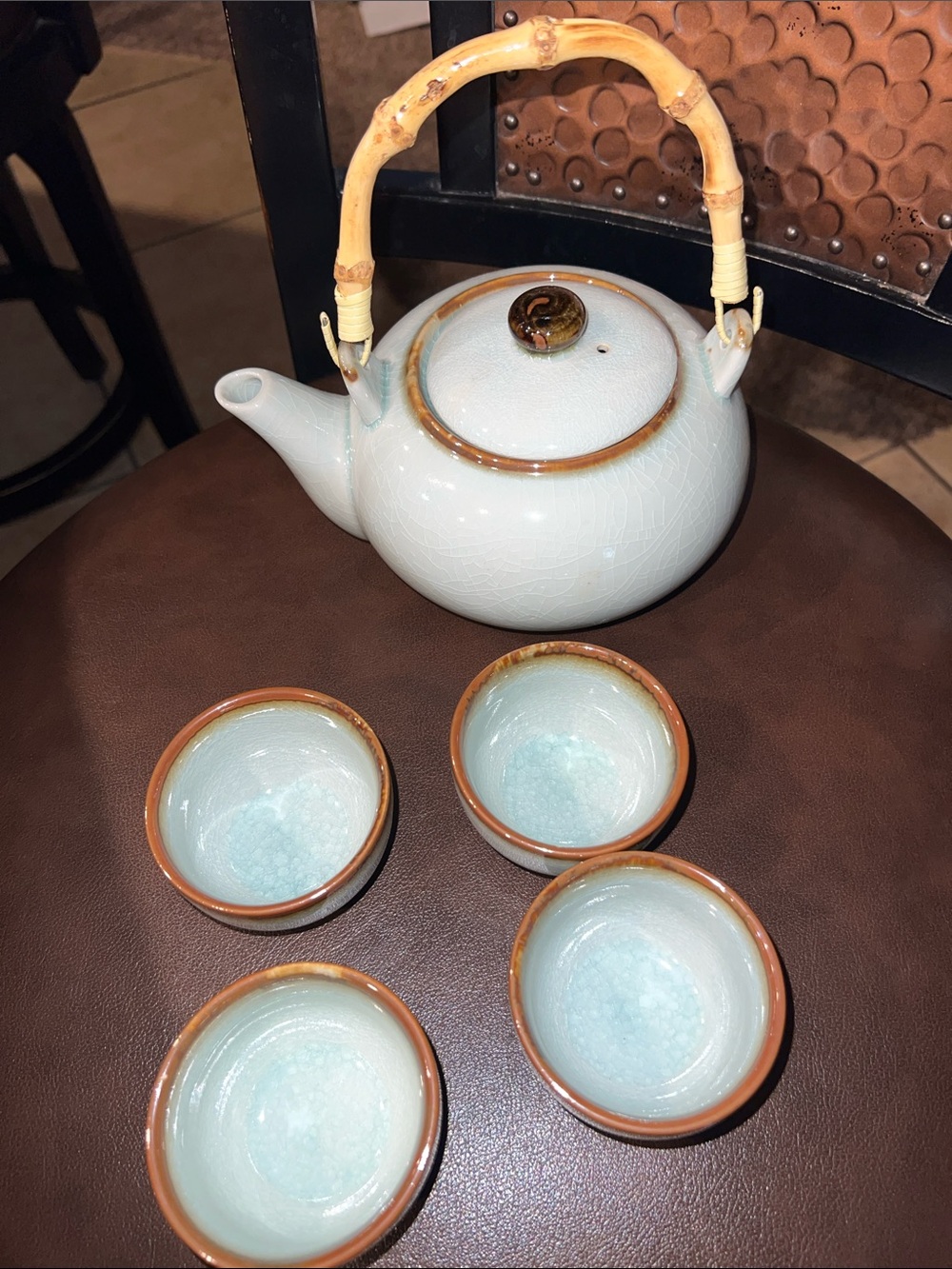 Asian tea pot and cups set ceramic